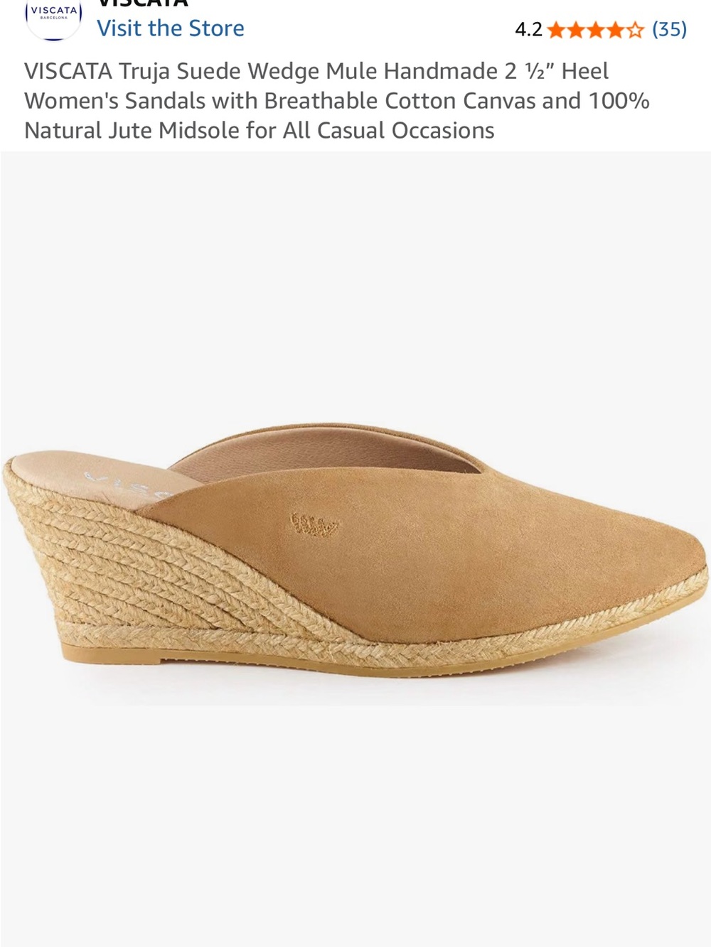 Viscata Truja Suede Wedge Mule in Tan